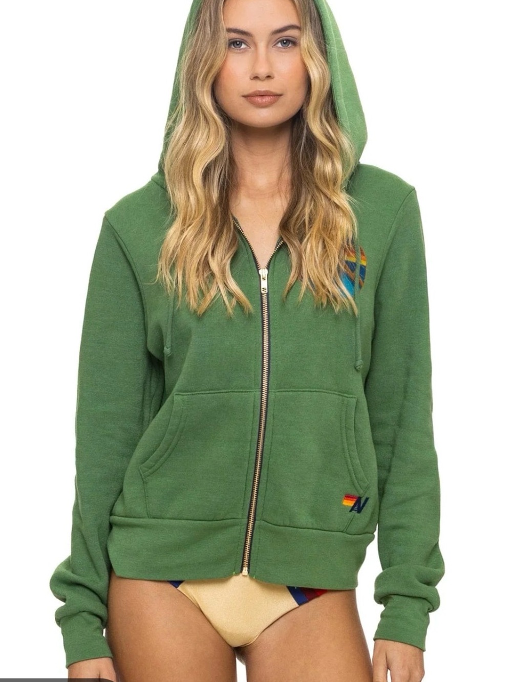 Aviator Nation Green Zip Hoodie